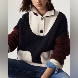 ba&sh Benji Colorblock Knit Wool Blend Pullover Sweater Knit Size 6 Small / UK M